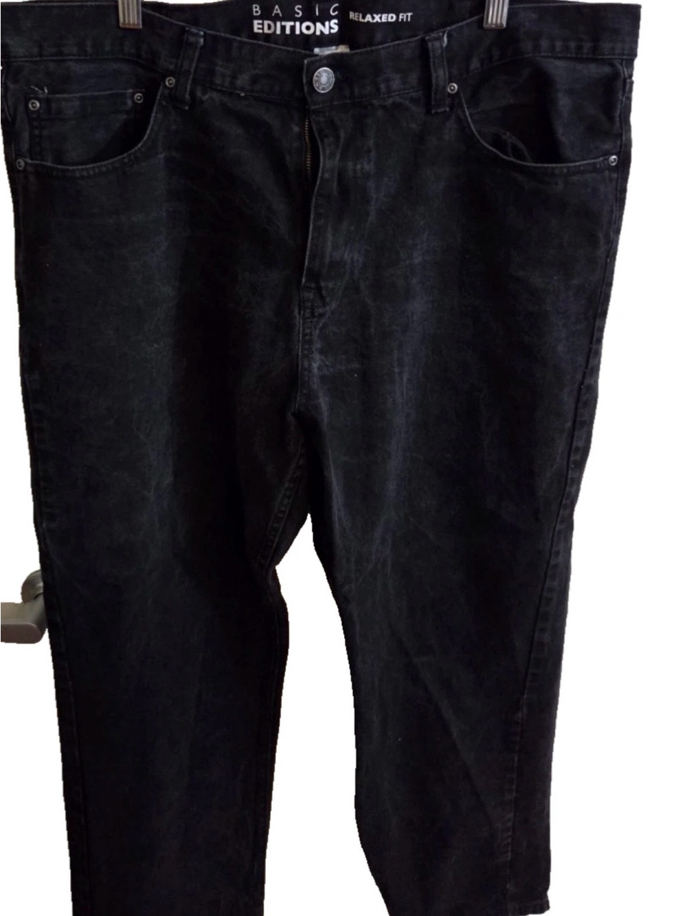 Basic Editions Jeans Mens 36 X 30 Black Denim Straight Leg